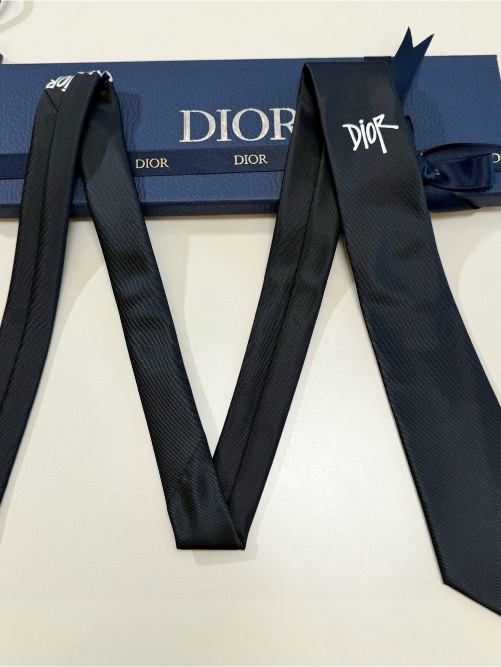 Dior Black Silk Signature Tie - Picture 5 of 9